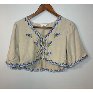 Sim & Sam Cropped Top Women Size M Floral Cottagecore Feminine